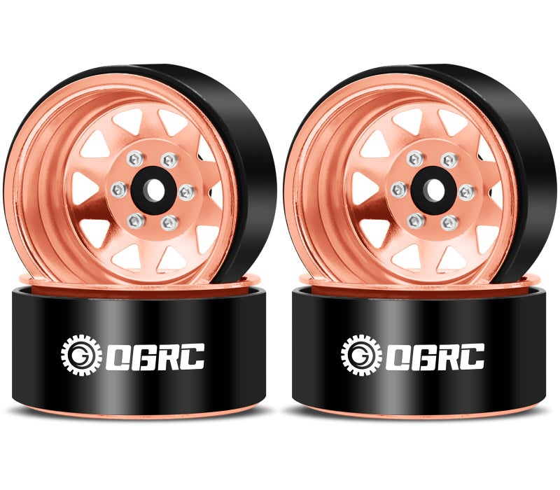 OGUNKE OGRC 4PCS Aluminum 1.9 Inch Beadlock Wheels Negative Offset Wheel Rims for TRX4 TRX6 SCX10 I II III 90046 AXI03007 Redcat GEN7 GEN8 RC4WD D90 1/10 RC Crawler - 12mm Hex (Rose Gold) - Image 1